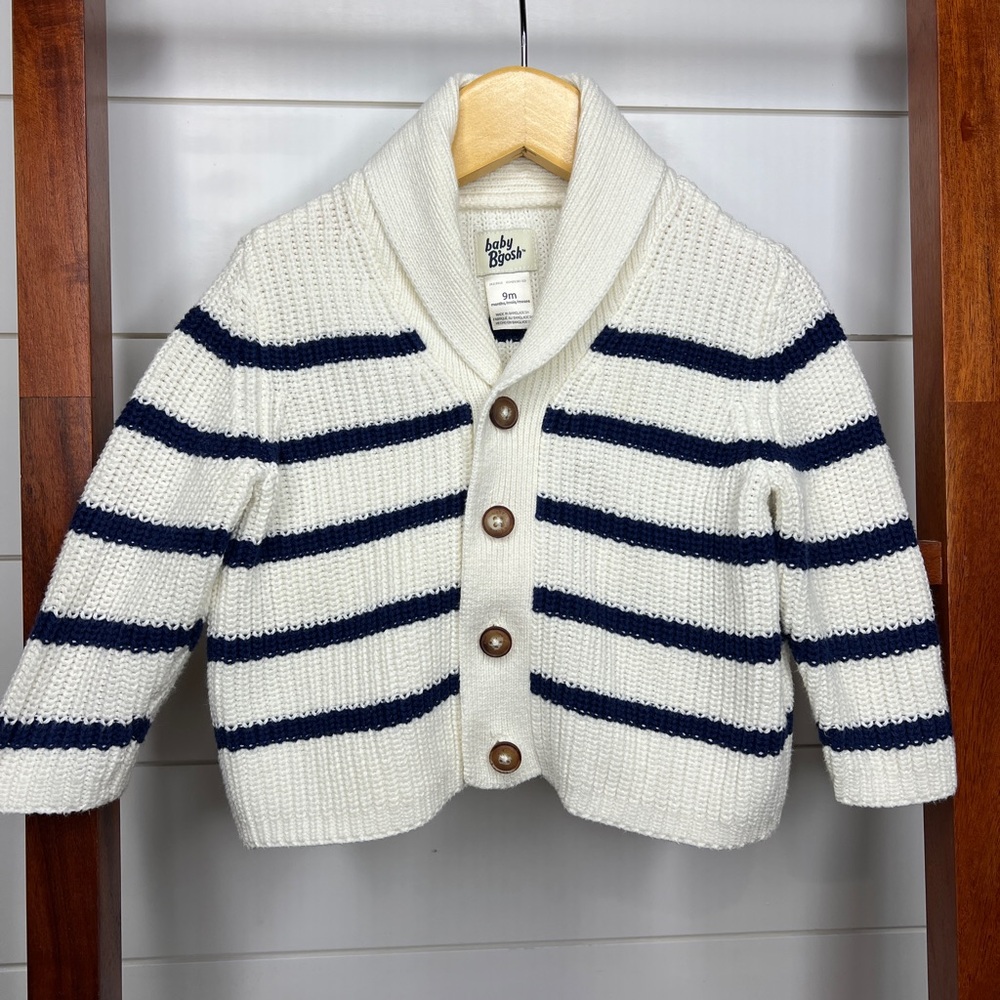 Baby Nautical Navy and White Striped Light-weight Cardigan